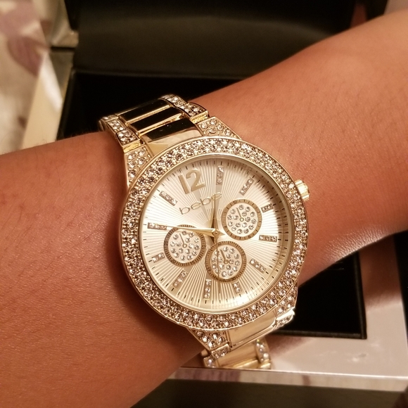 BEBE Gold Rhinestone Watch - Picture 3 of 8